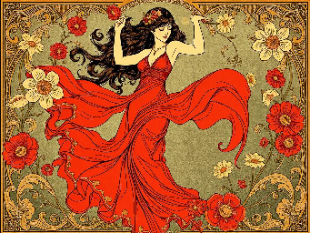 woman dancing in red dress