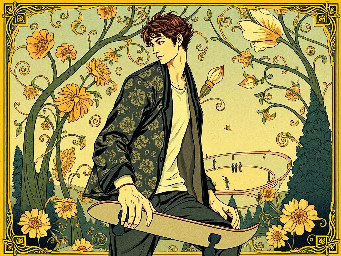 handsome man at skate park